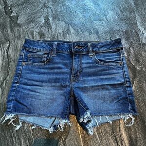 American Eagle Outfitters Blue Jean Shorts Distressed Frayed Hem